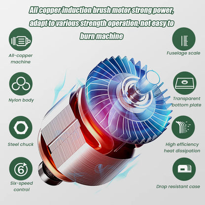 Défonceuse Électrique 800W pour Bois – Routeur de Découpe 33000 tr/min avec 6 Vitesses et Jeu de Forets