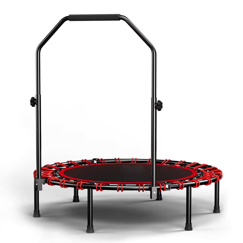 Mini Trampoline Fitness Pliable 101 cm – Barre de Maintien Réglable, Cardio Maison