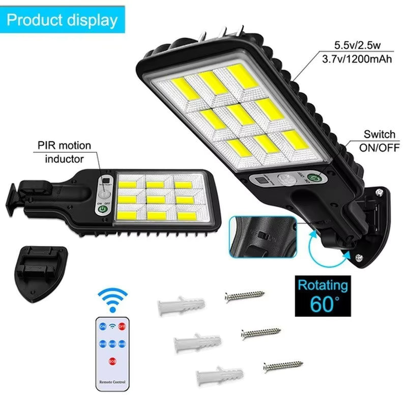 Lampe Solaire LED Extérieure Étanche – Détecteur de Mouvement – Télécommande