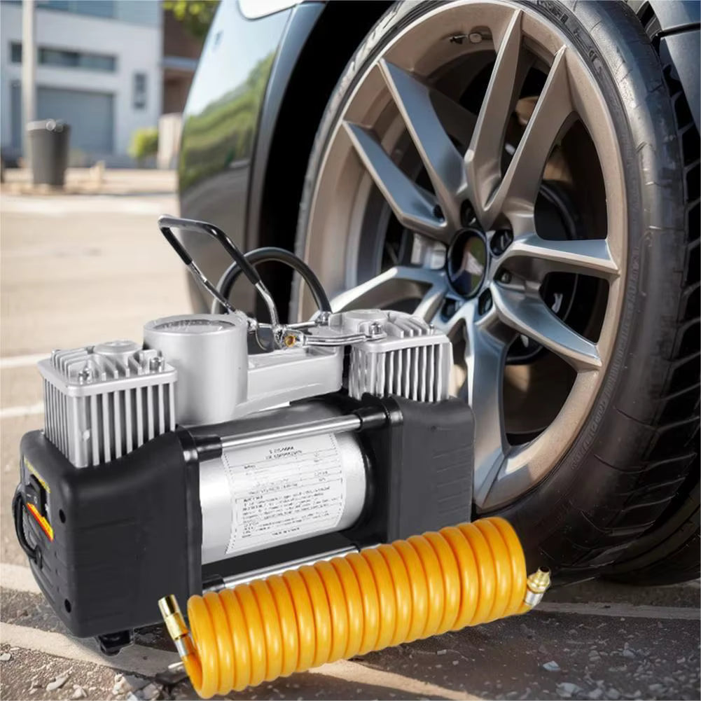 Pompe à Air Électrique Automobile 150 PSI – Compresseur Portable Double Cylindre avec Manomètre – Gonflage Automatique