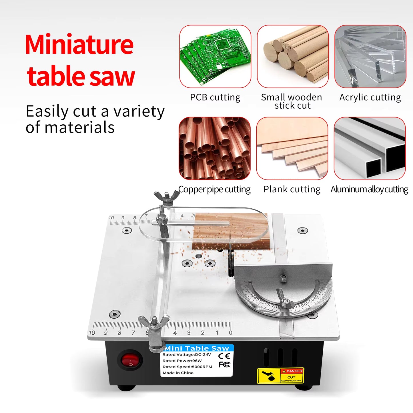Mini Scie de Table 96W – Machine de Découpe Compacte 7 Vitesses pour Bois et Plastique