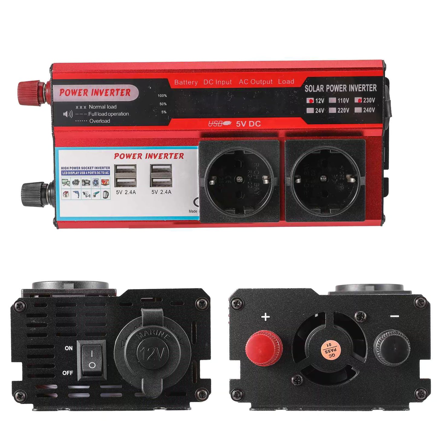 Onduleur Pur Sinus 4000W 12V vers 220V/230V – Affichage LED Numérique