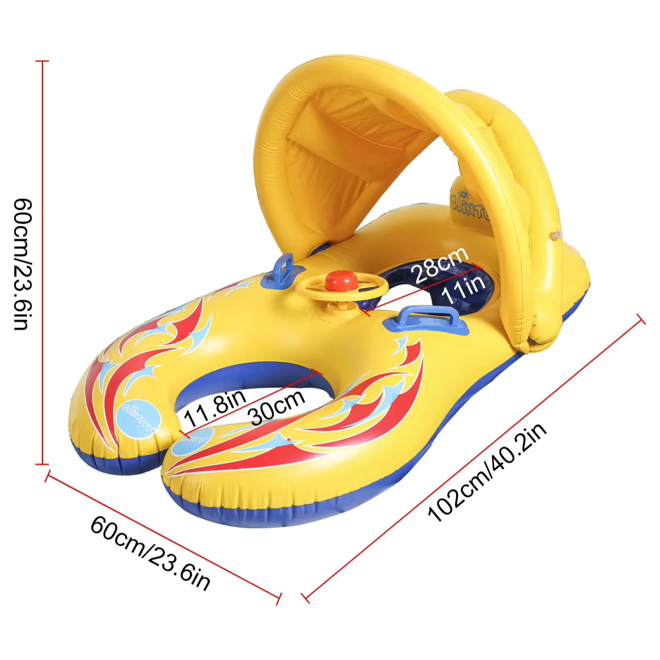 Bouée Bébé Gonflable avec Pare-Soleil Amovible – Siège Flottant Sécurisé Piscine et Plage