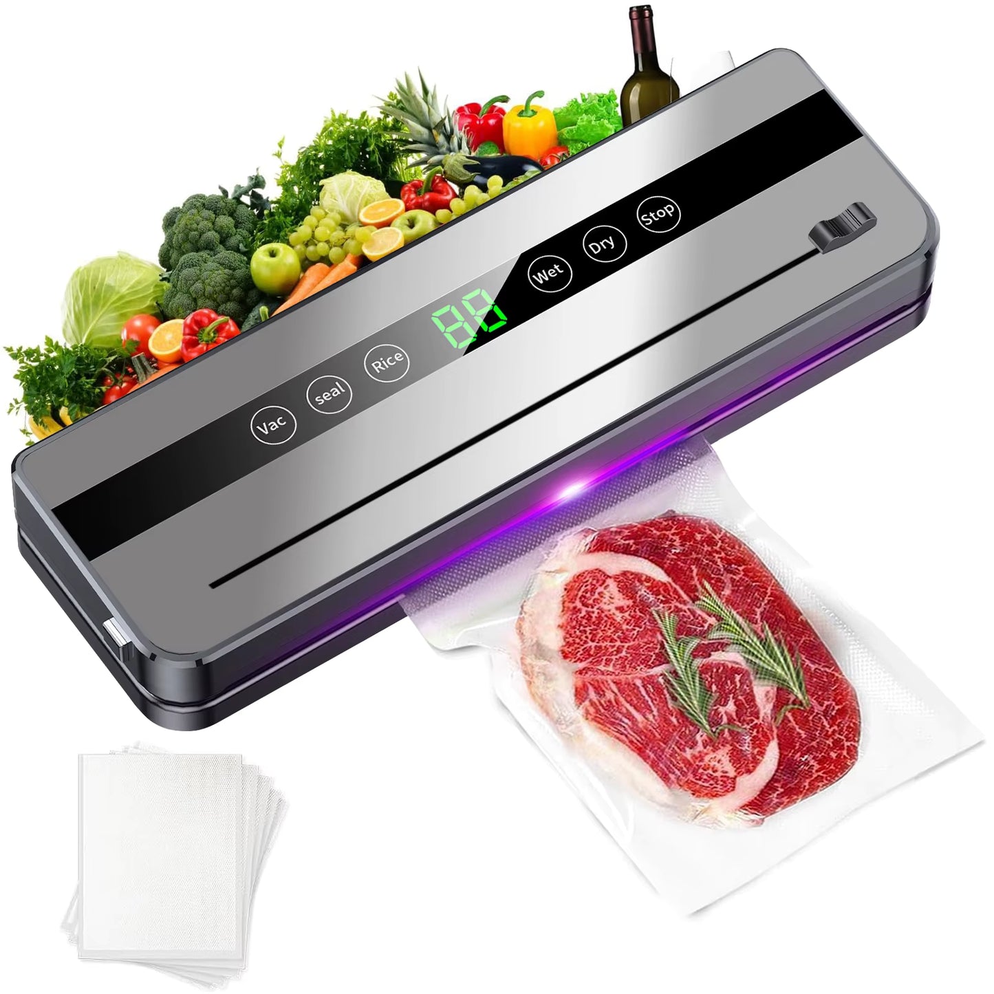 Scelleuse sous vide électrique avec mode sec/humide et coupe intégrée