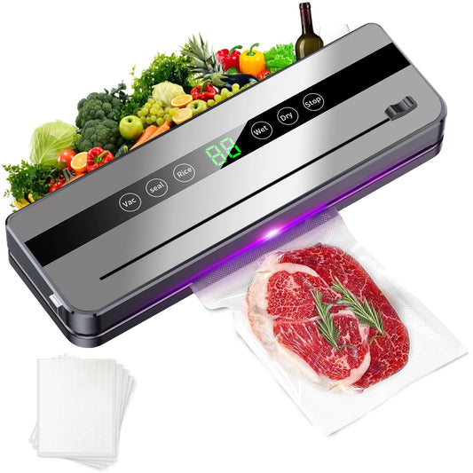 Scelleuse sous vide électrique avec mode sec/humide et coupe intégrée