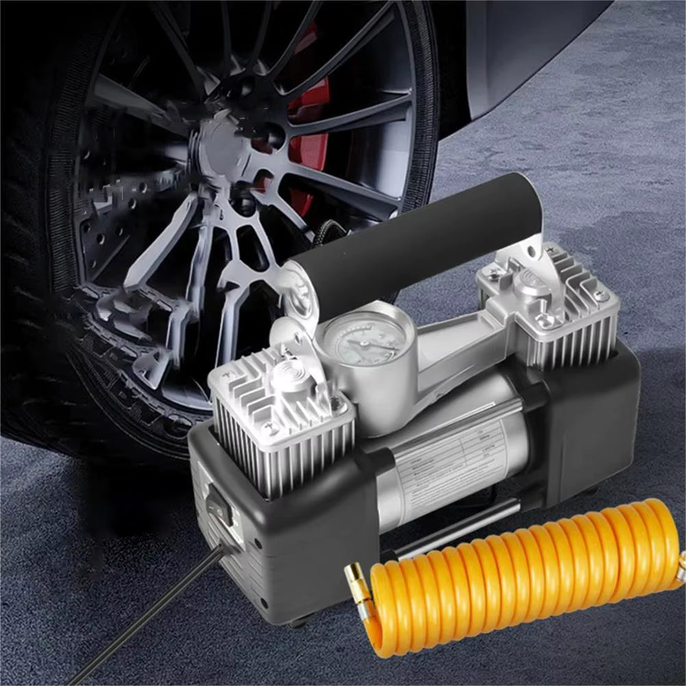 Pompe à Air Électrique Automobile 150 PSI – Compresseur Portable Double Cylindre avec Manomètre – Gonflage Automatique