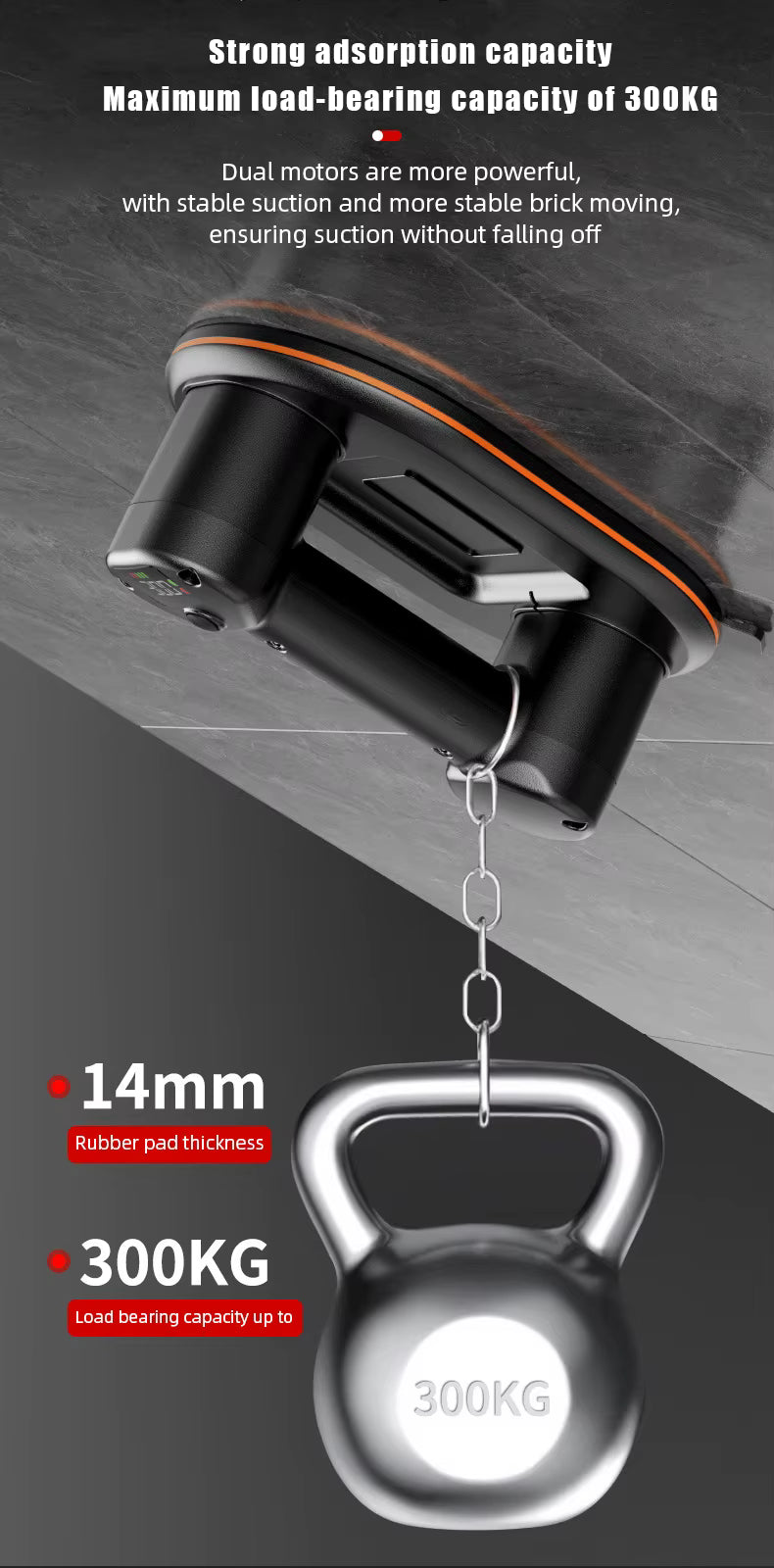 Ventouse Électrique Sous Vide avec Affichage Numérique – Outil de Levage 300kg (Lot de 2)