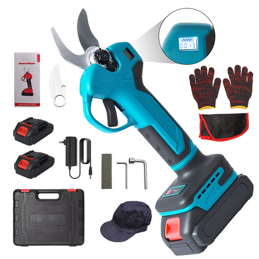 Sécateur Électrique Sans Fil Brushless – Ciseaux de Jardin avec 2 Batteries
