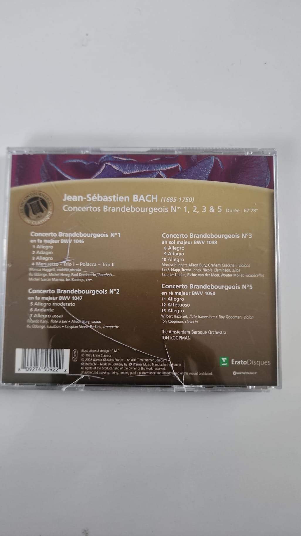 Bach – Concertos brandebourgeois n° 1, 2, 3 et 5 – Ton Koopman – CD Erato