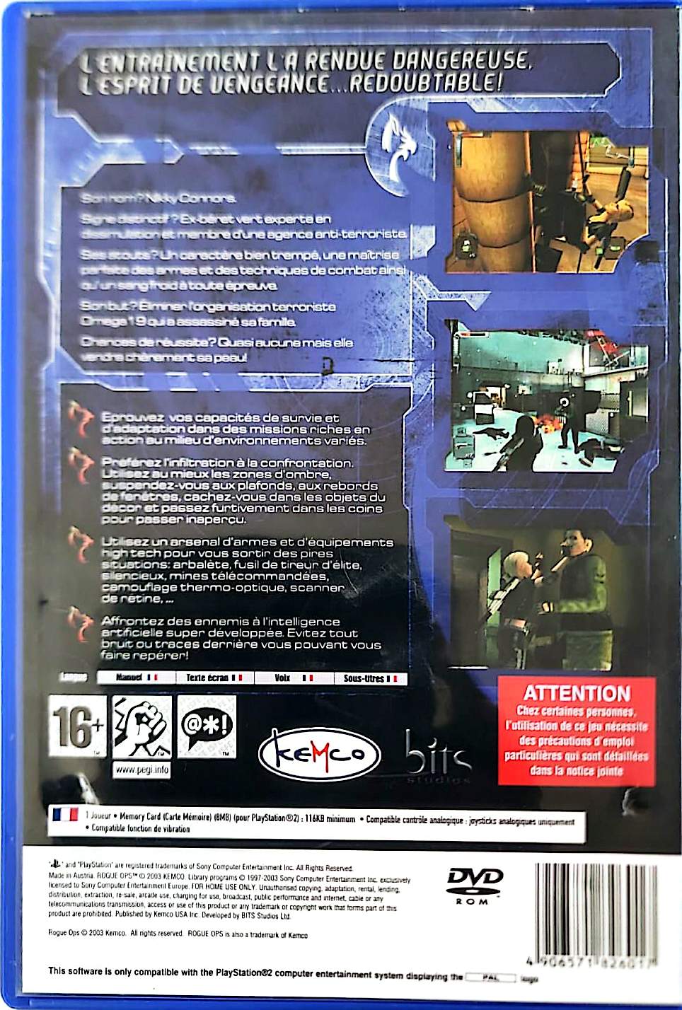 Rogue Ops PS2 PlayStation 2 PAL Jeu d’Action Infiltration Espionnage Complet