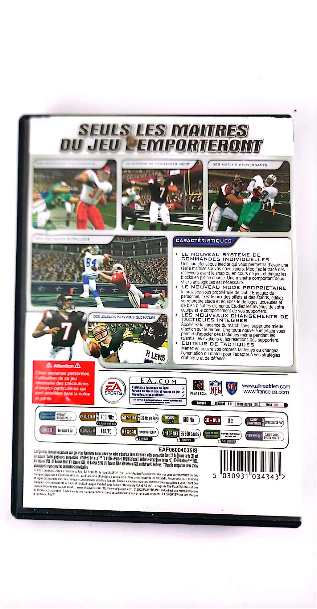 Madden NFL 2004 – Jeu PC CD-ROM | EA Sports | PAL Français | Football Américain