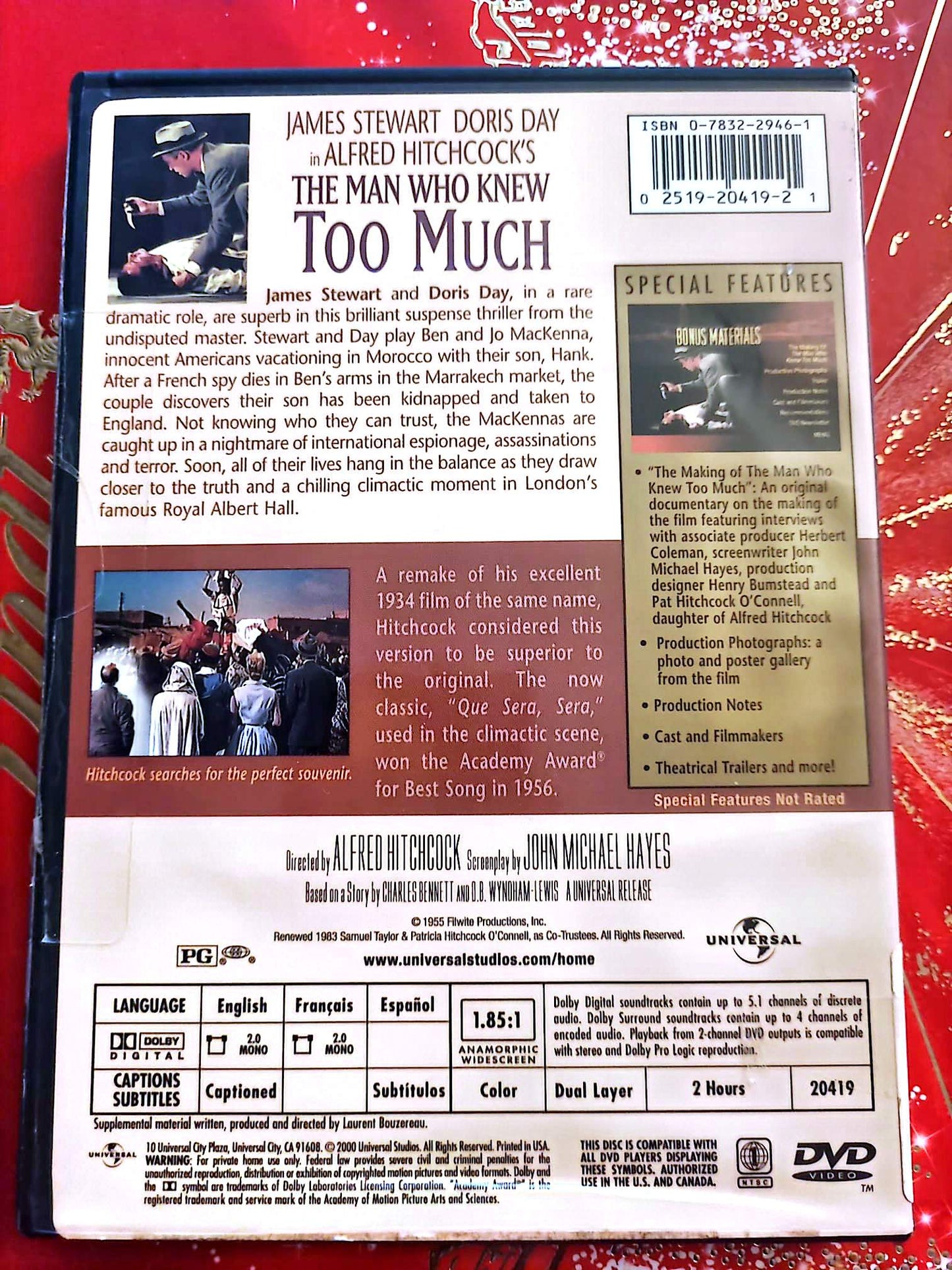 The Man Who Knew Too Much – DVD – Alfred Hitchcock – James Stewart – Doris Day – Widescreen