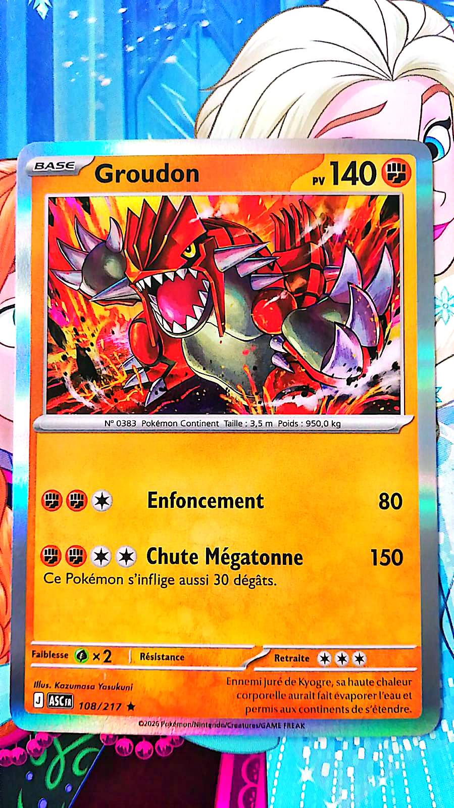 Carte Pokémon Groudon 108/217 PV 140 – Carte Officielle Française – Pokémon Légendaire Combat