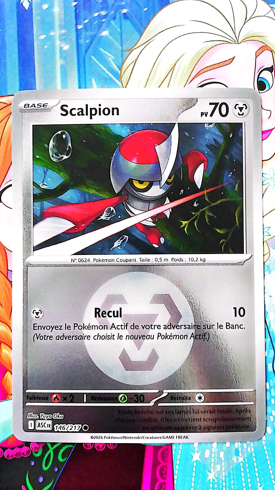Carte Pokémon Scalpion 146/217 PV 70 – Carte Officielle Française – Type Métal – Pokémon Coupant