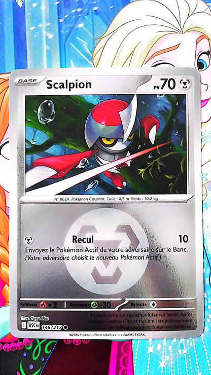 Carte Pokémon Scalpion 146/217 PV 70 – Carte Officielle Française – Type Métal – Pokémon Coupant
