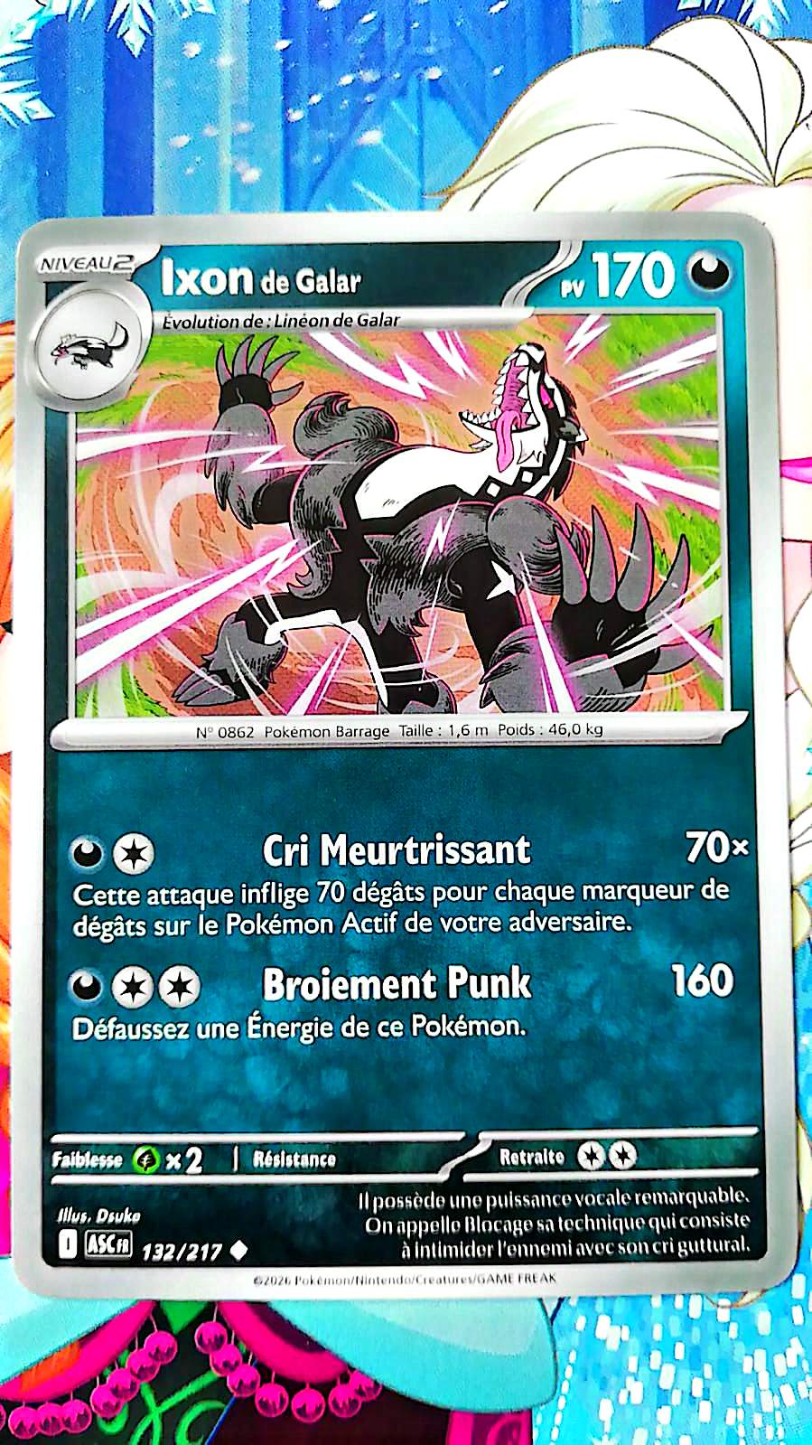 Carte Pokémon Ixon de Galar 132/217 PV 170 – Carte Officielle Française – Pokémon Obscurité