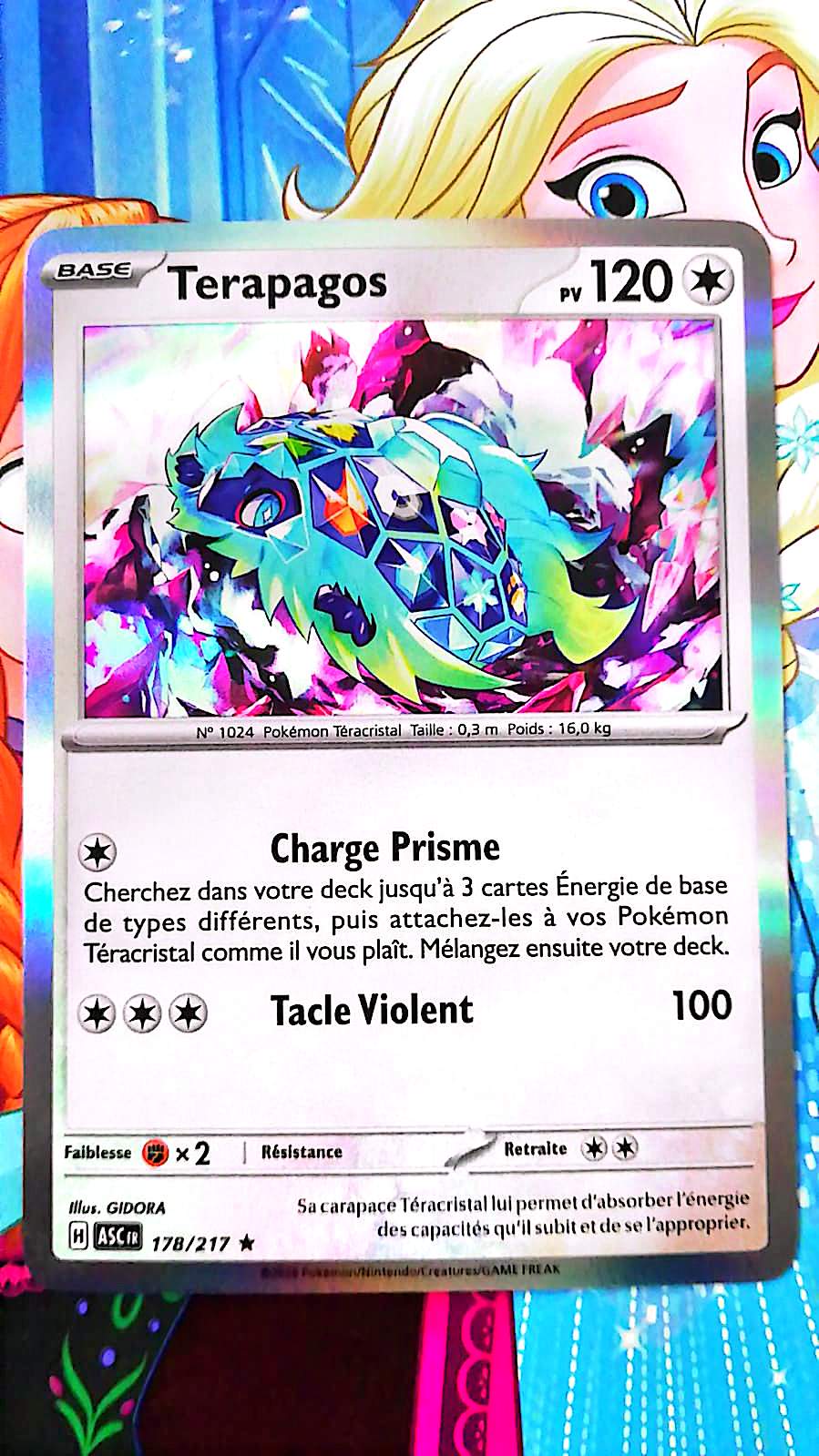 Carte Pokémon Terapagos 178/217 PV 120 – Carte Officielle Française – Pokémon Téracristal Incolore