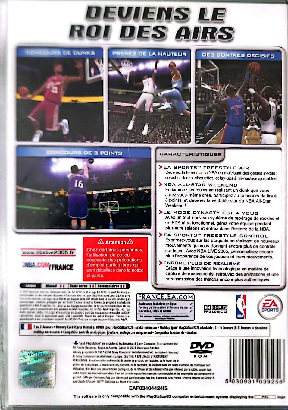 NBA Live 2005 PS2 PlayStation 2 PAL Jeu de Basketball EA Sports Version Française