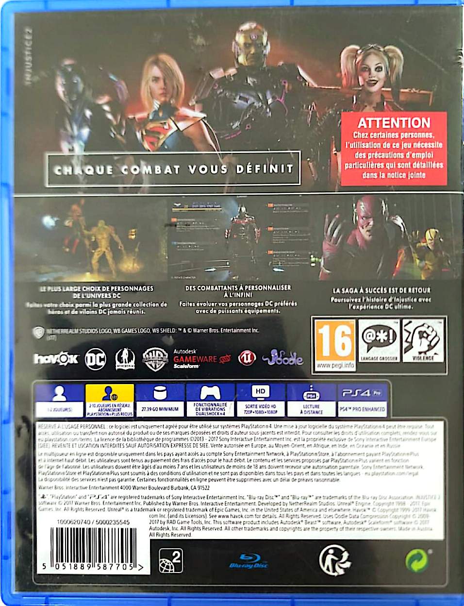 Injustice 2 PS4 Jeu PlayStation 4 Version Française Intégrale Combat DC Comics Batman Superman Harley Quinn