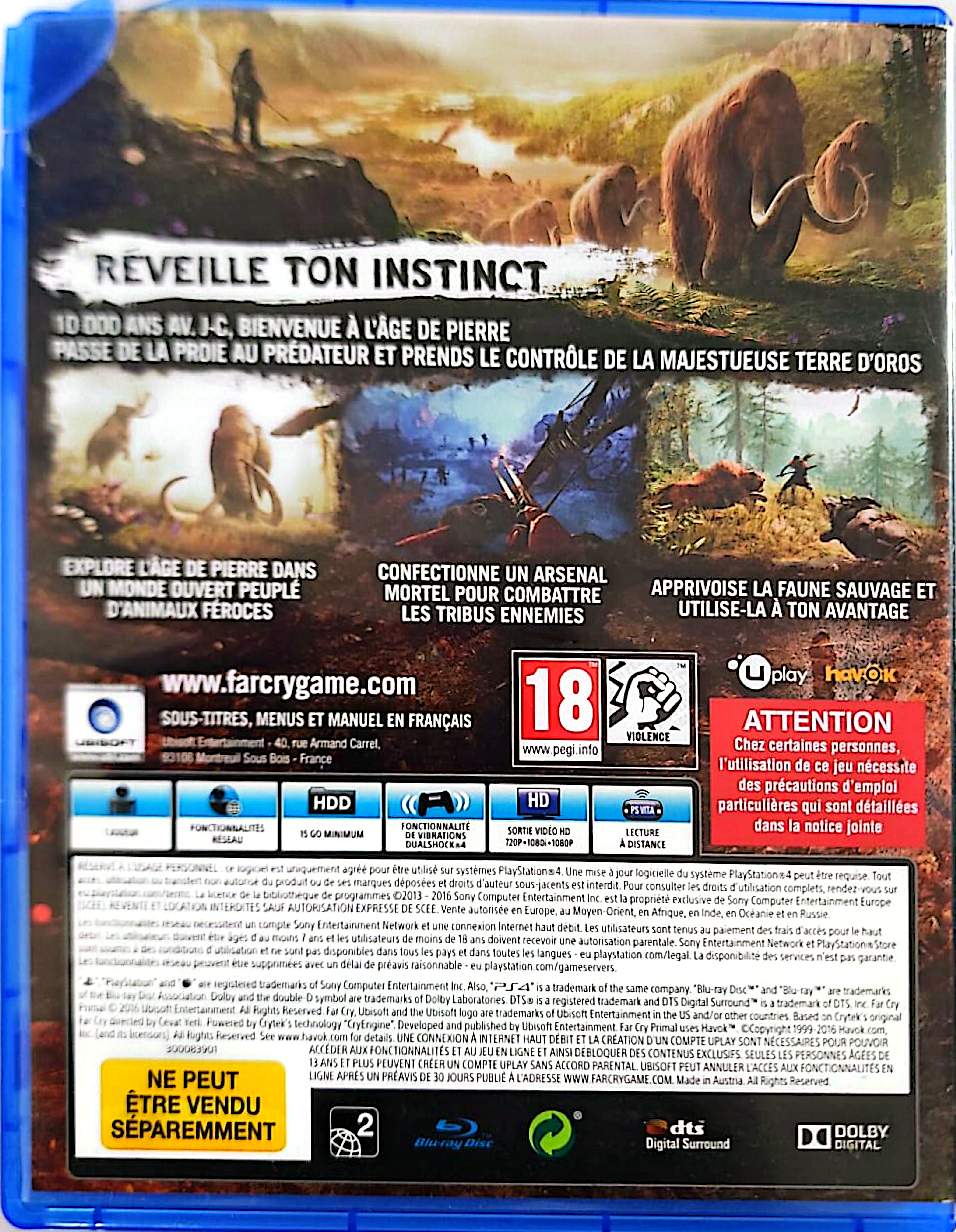 Far Cry Primal PS4 Jeu PlayStation 4 Édition Standard Version Française Ubisoft