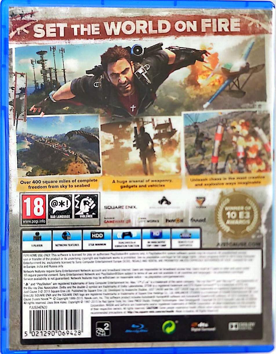 Just Cause 3 PS4 – Jeu PlayStation 4 – Action Aventure Monde Ouvert – Inclut Weaponized Vehicle Pack – Square Enix – PEGI 18