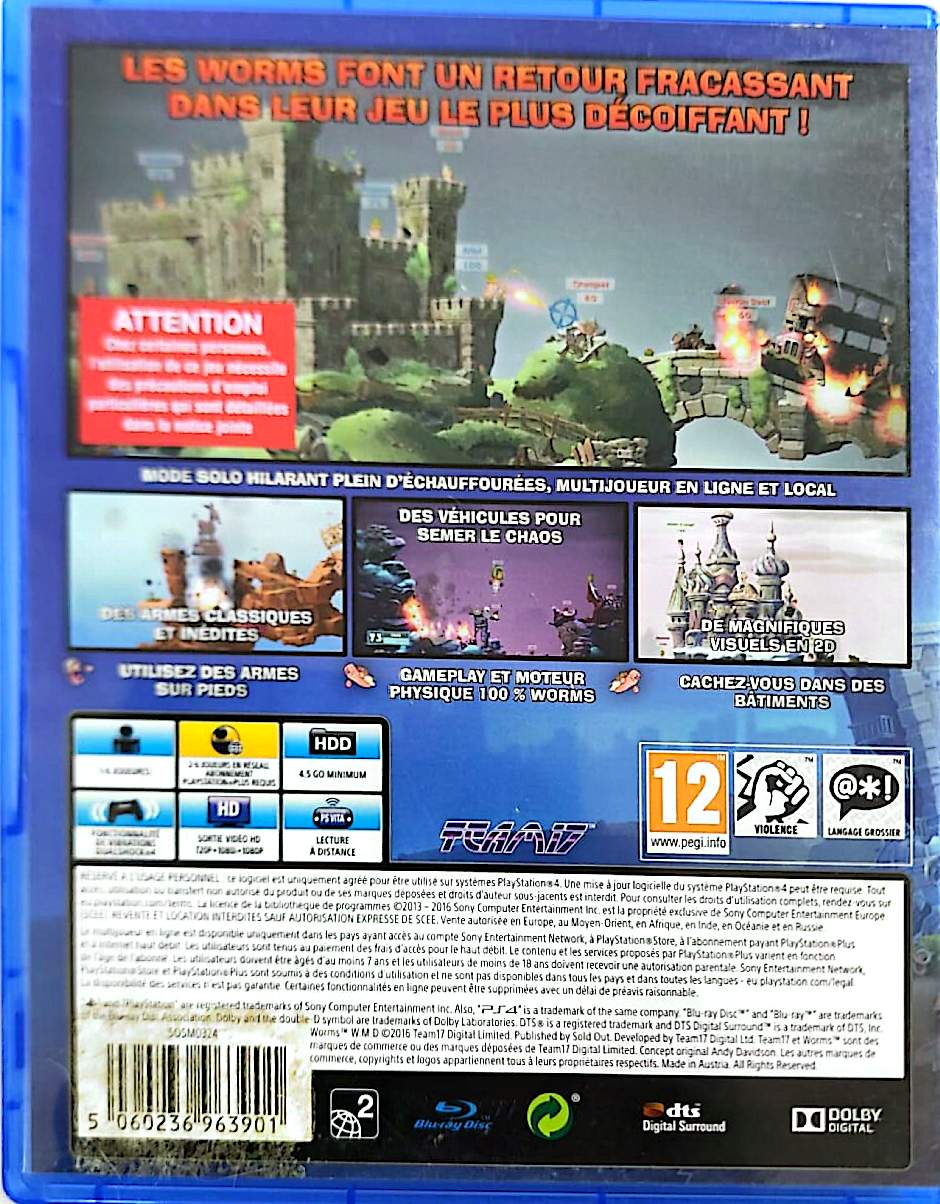 Worms W.M.D All-Stars PS4 – Jeu PlayStation 4 – Action Stratégie Tour par Tour – Édition All-Stars – PEGI 12