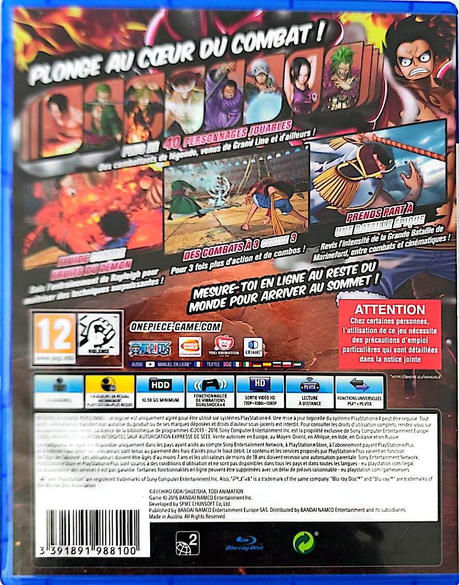 One Piece Burning Blood PS4 PlayStation 4 Jeu de Combat Anime Manga Version Française