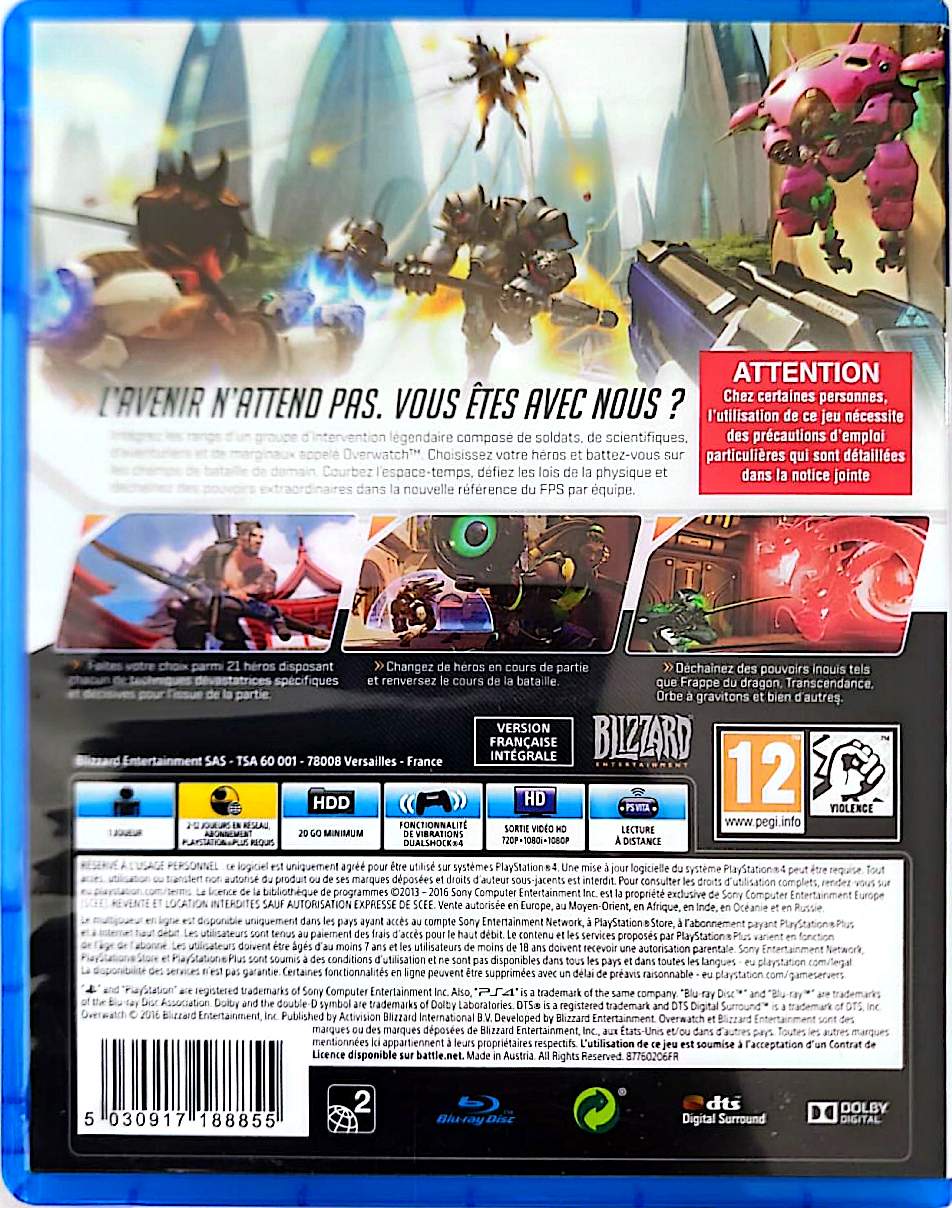 Overwatch Origins Edition PS4 PlayStation 4 Jeu FPS Multijoueur Version Française Intégrale Blizzard