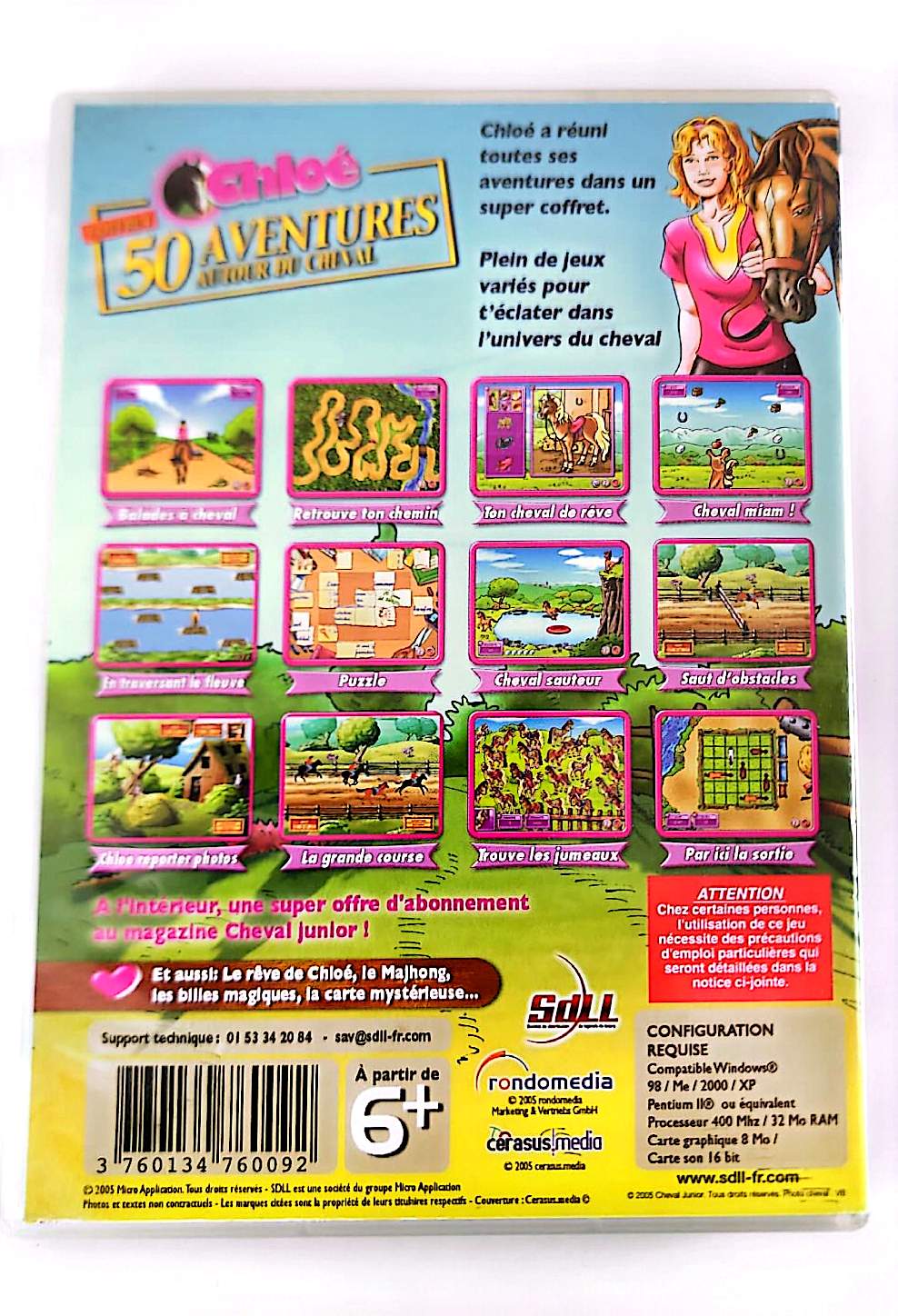 Chloé : 50 Aventures autour du Cheval – Jeu PC CD-ROM | SDLL | Cheval Junior | Filles 6+