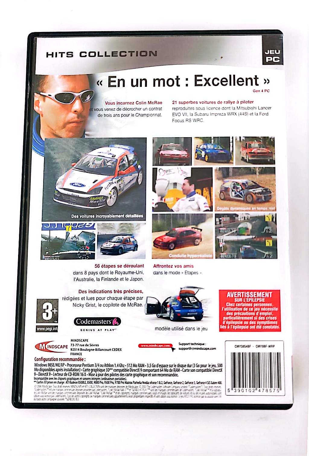 Colin McRae Rally 3 – Jeu PC CD-ROM | Codemasters | Hits Collection | Version Française