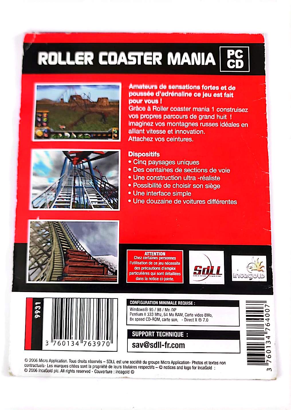 Roller Coaster Mania – Jeu PC CD-ROM | SDLL | Simulation Montagnes Russes | Version Française