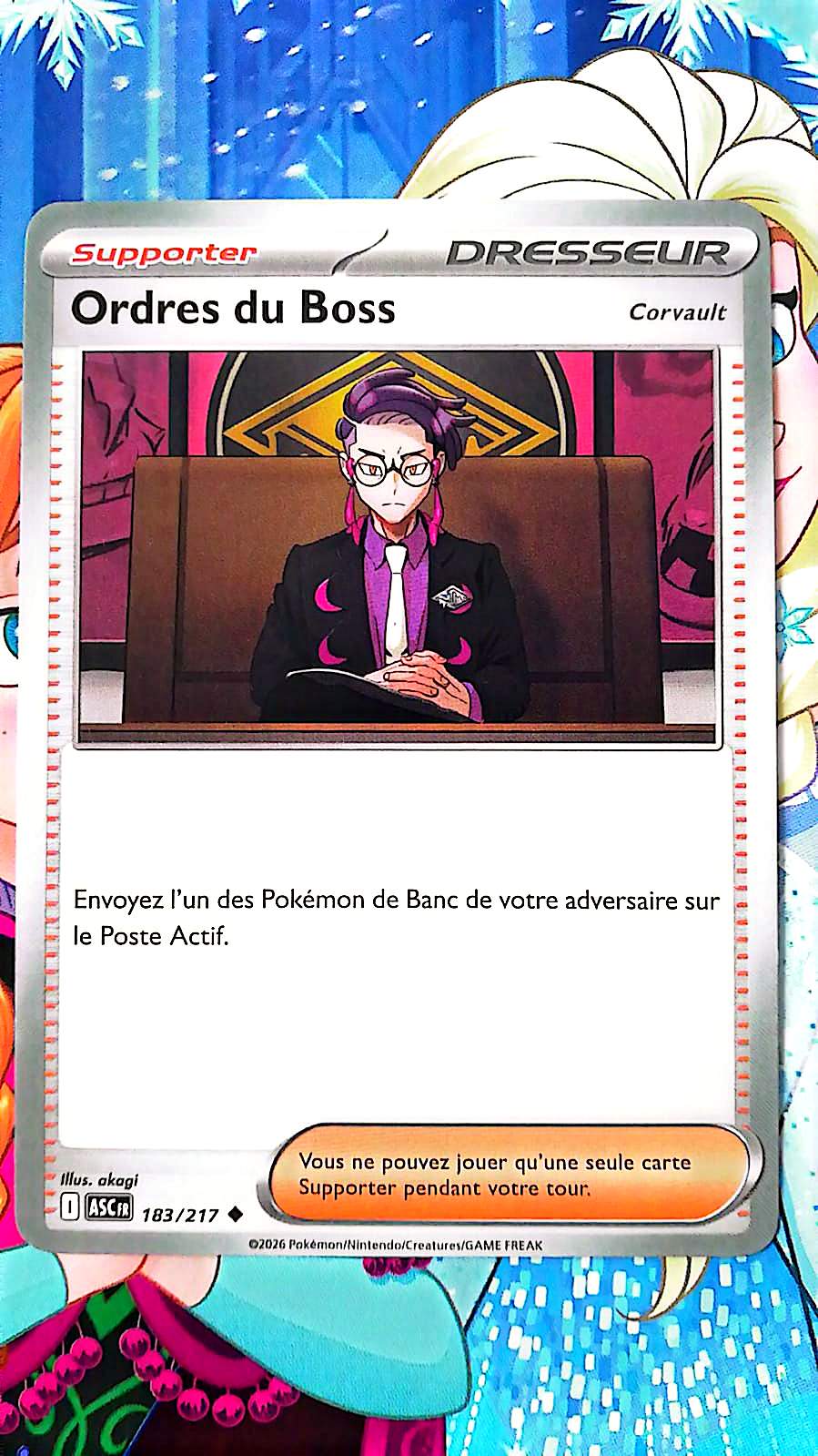 Carte Pokémon Ordres du Boss 183/217 – Carte Dresseur Supporter Corvault Officielle Française