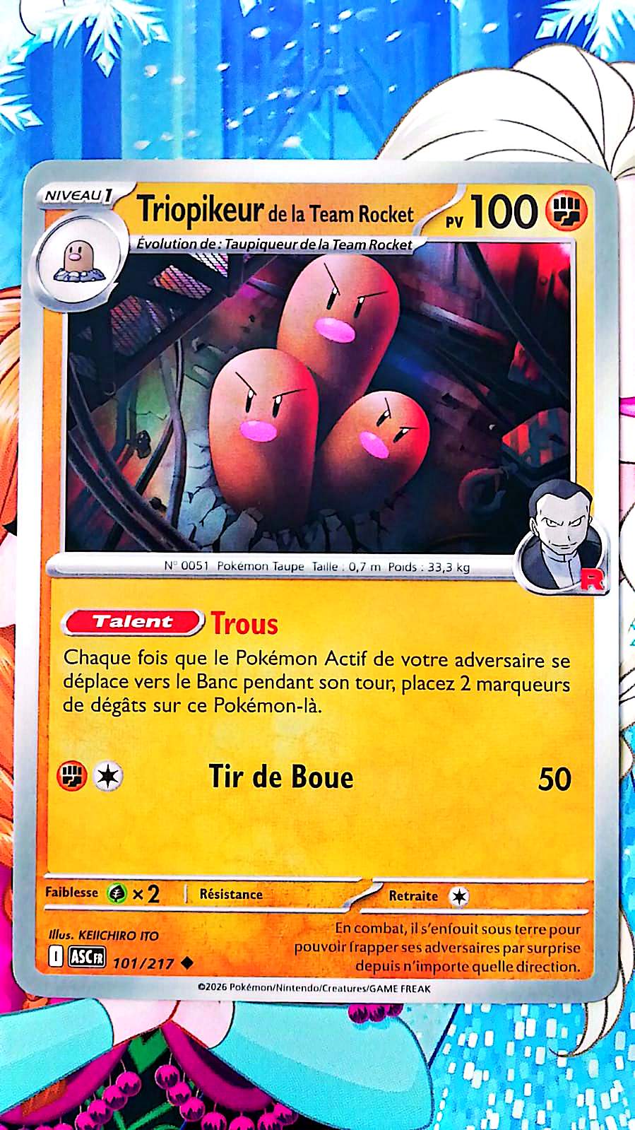 Carte Pokémon Triopikeur de la Team Rocket 101/217 PV 100 – Carte Officielle Française – Pokémon Combat