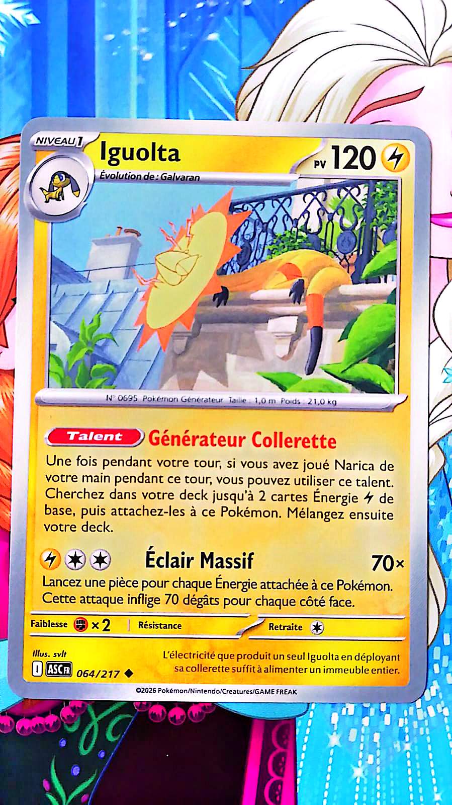 Carte Pokémon Iguolta 064/217 PV 120 – Carte Officielle Française – Pokémon Électrique