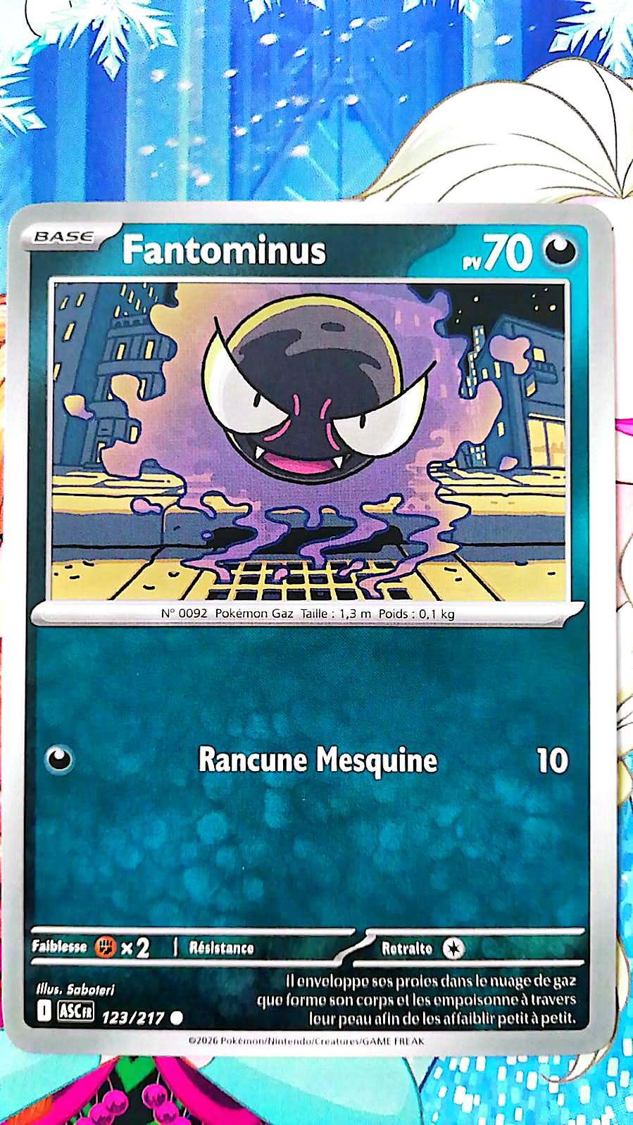 Carte Pokémon Fantominus 123/217 PV 70 – Carte Officielle Française – Pokémon Obscurité