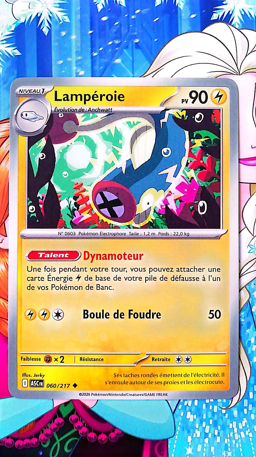 Carte Pokémon Lampéroie 060/217 PV 90 – Carte Officielle Française – Pokémon Électrik – Talent Dynamoteur