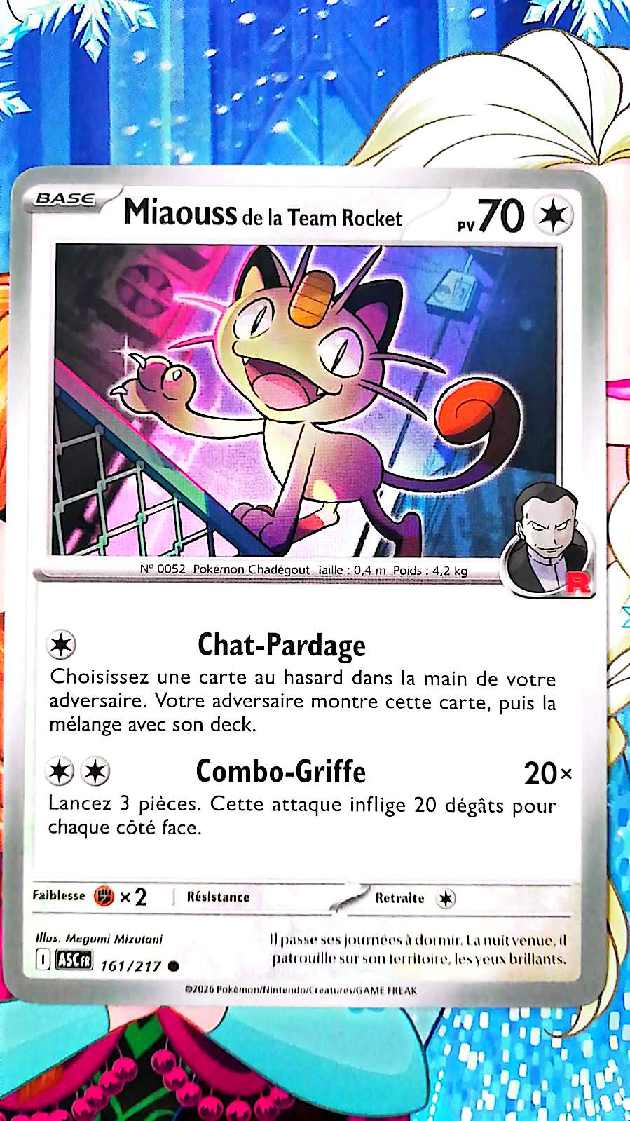 Carte Pokémon Miaouss de la Team Rocket 161/217 PV 70 – Carte Officielle Française – Pokémon Incolore