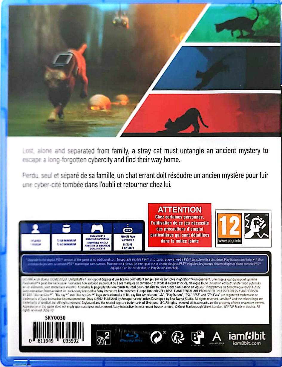 Stray PS4 – Jeu PlayStation 4 – Aventure Cyberpunk avec un Chat – Version Française – Upgrade PS5 Inclus