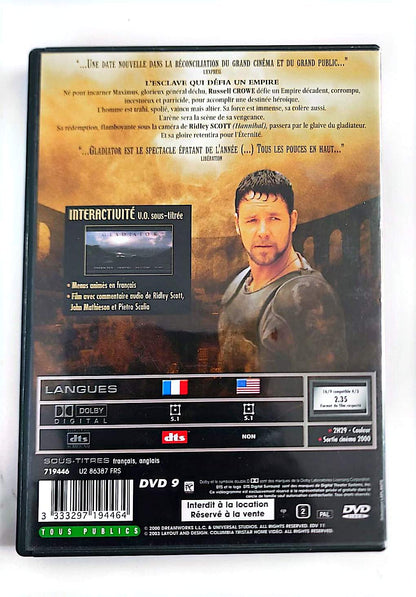Gladiator – DVD | Ridley Scott | Russell Crowe, Joaquin Phoenix | 5 Oscars dont Meilleur Film | Péplum | VF | Zone 2 | Occasion Bon État