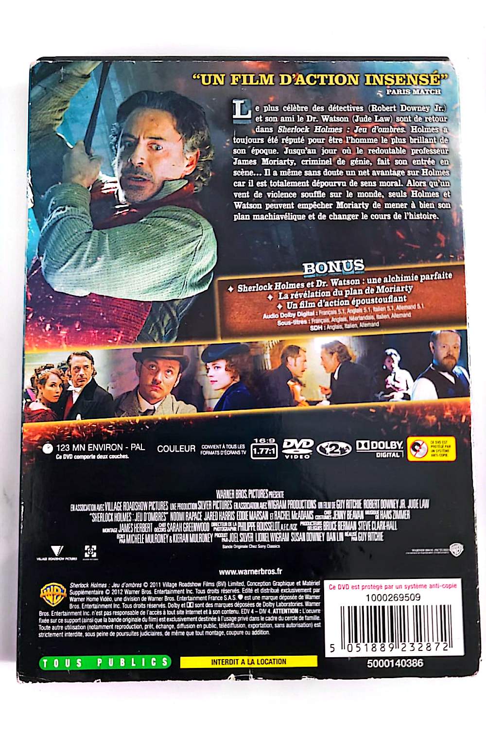 Sherlock Holmes : Jeu d’Ombres – DVD | Action Policier | Robert Downey Jr. & Jude Law | Guy Ritchie | Zone 2