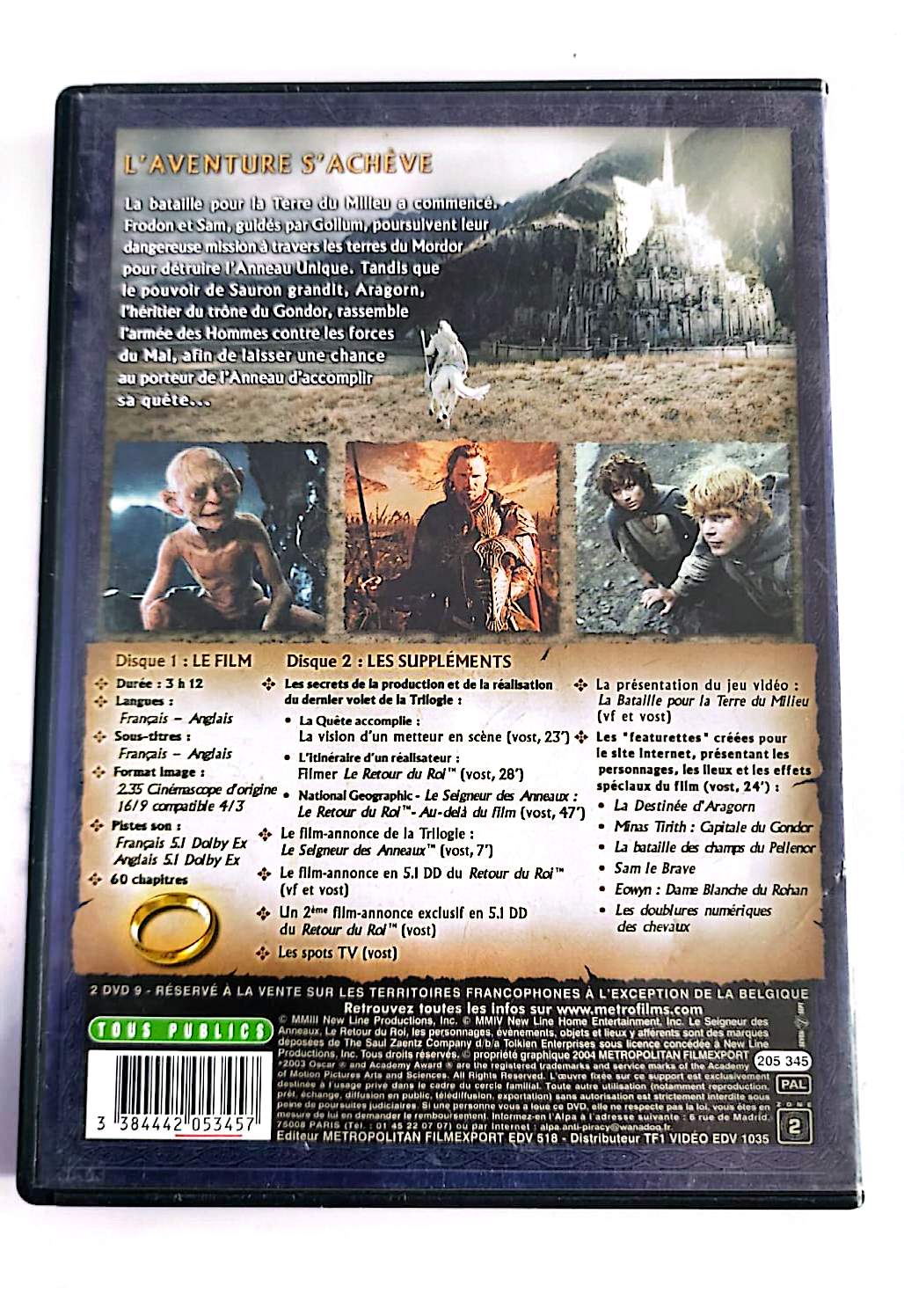Le Seigneur des Anneaux : Le Retour du Roi – Édition Prestige 2 DVD | 11 Oscars | Peter Jackson | Zone 2