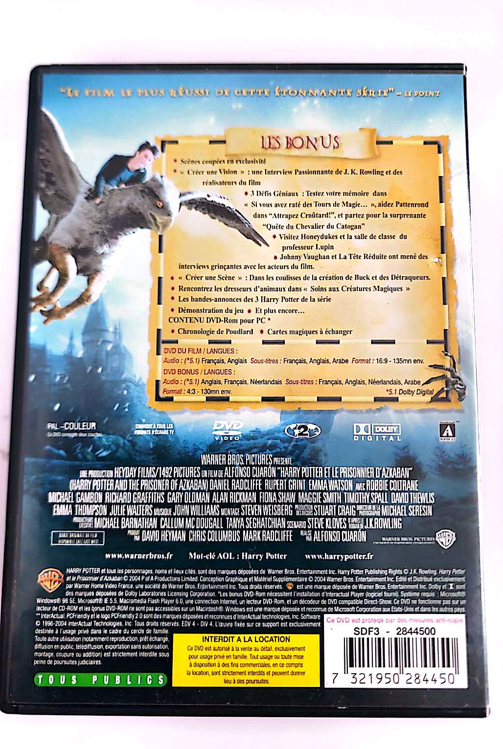 Harry Potter et le Prisonnier d’Azkaban – Édition Collector Double DVD | Daniel Radcliffe | Warner Bros | Zone 2