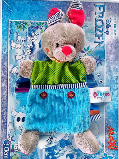 Doudou Marionnette Lapin Bébé Ouatoo Baby – Peluche Multicolore