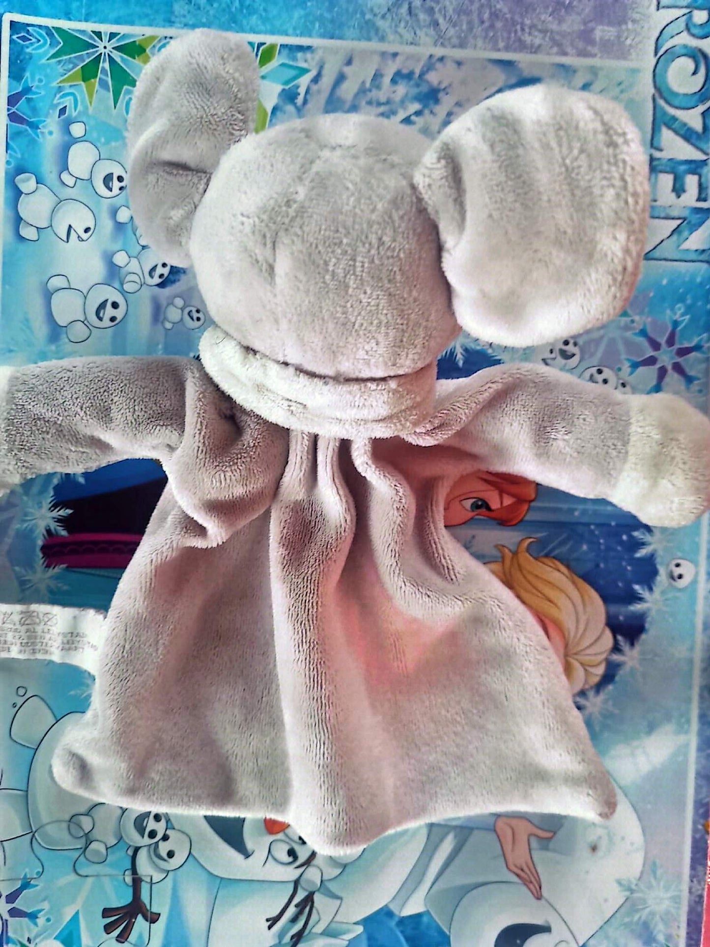 Doudou Éléphant Plat Bébé en Peluche Douce – Couleur Beige/Gris