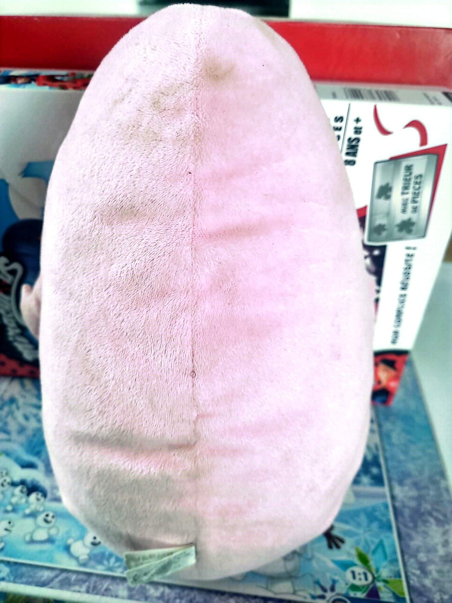 Peluche Rose Personnage Sourire – Doudou Enfant Décoration – Bon État avec Légères Traces