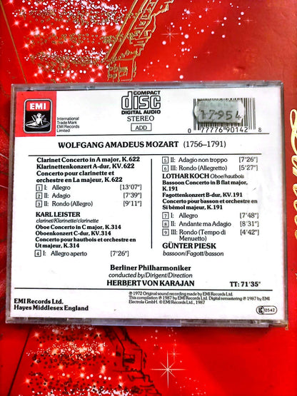 CD Mozart – Concertos pour clarinette hautbois basson – Karajan – Berliner Philharmoniker