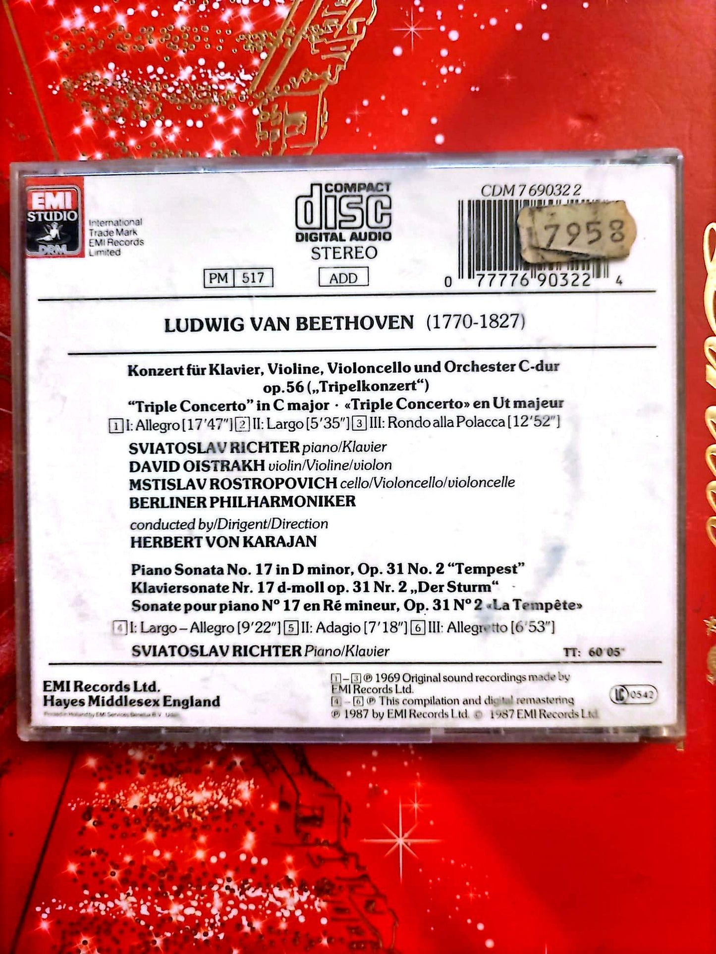 CD Beethoven – Triple Concerto op.56 – Karajan – Richter Oistrakh Rostropovich
