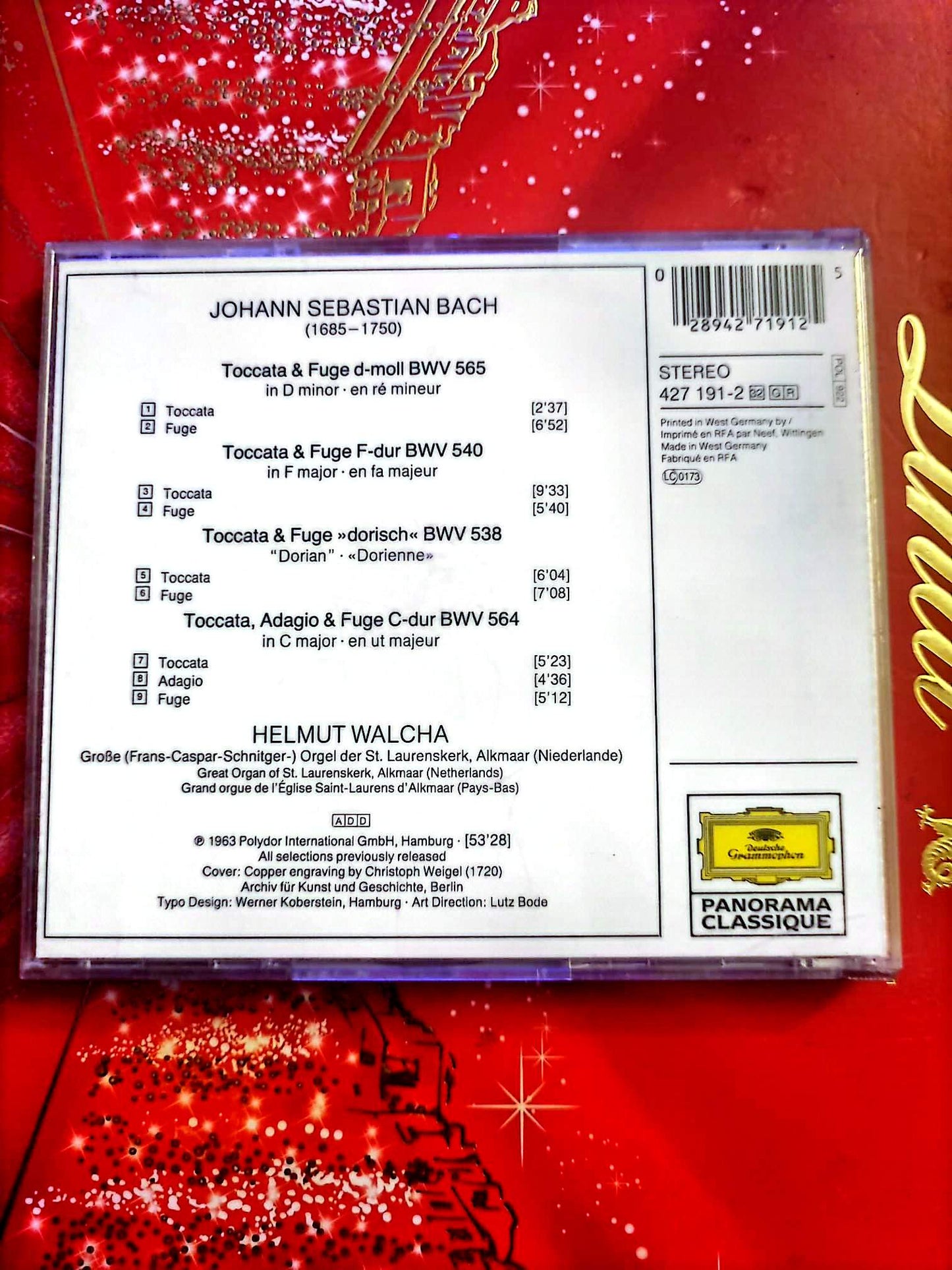 CD Johann Sebastian Bach – Toccatas et Fugues – Helmut Walcha – Orgue