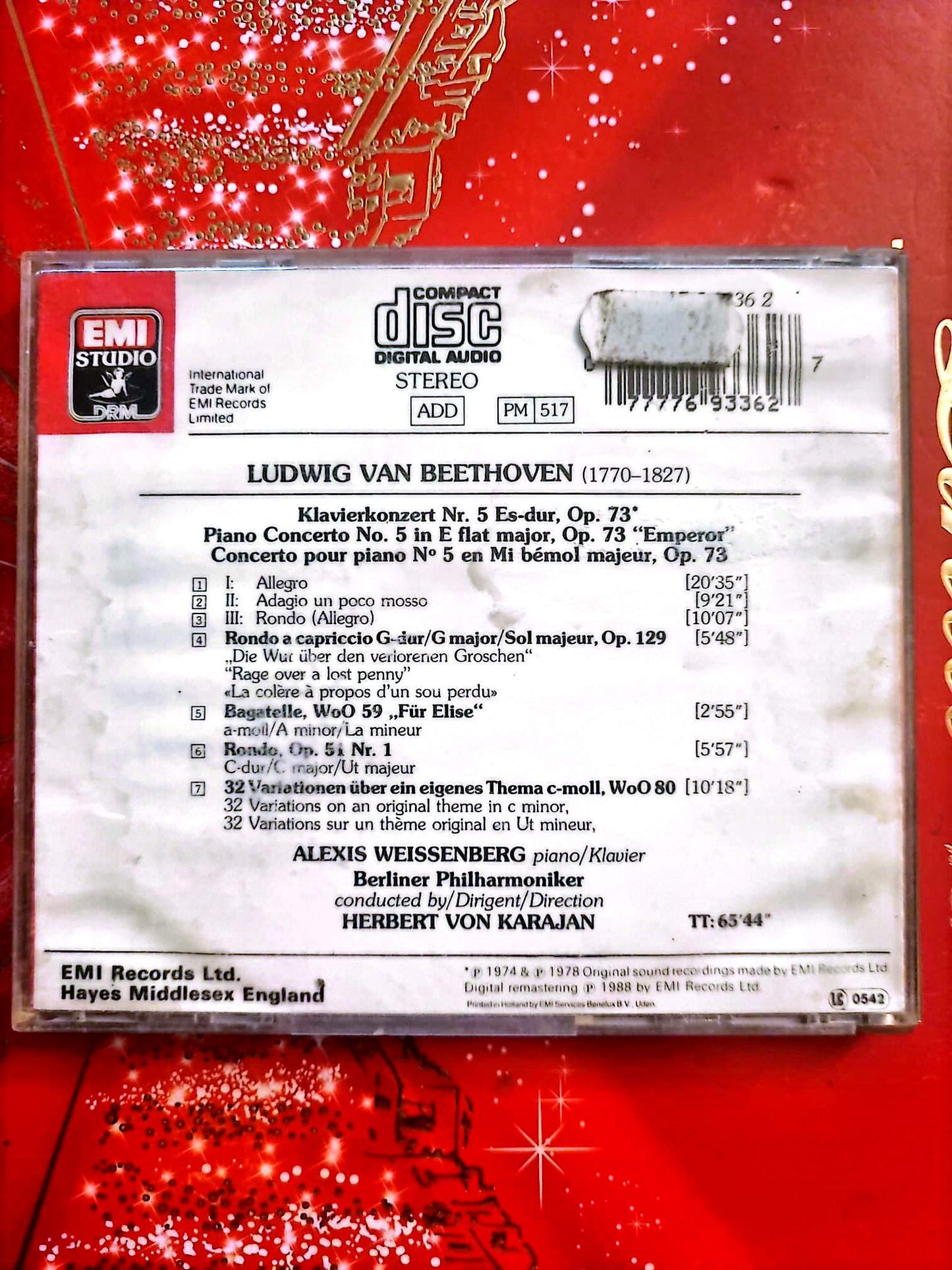 CD Beethoven – Concerto pour piano n°5 L’Empereur – Karajan – Berliner Philharmoniker