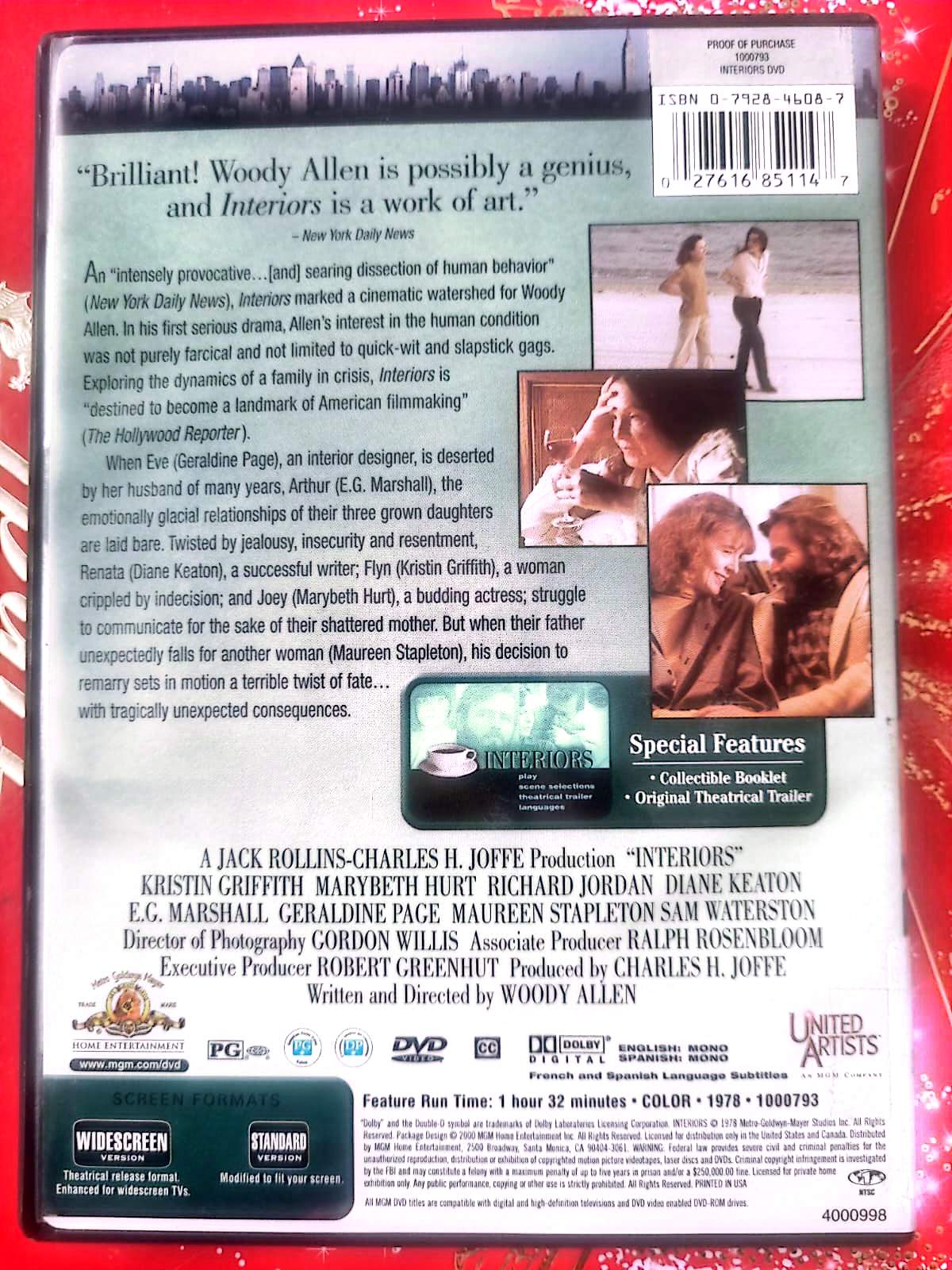 Interiors – Woody Allen – Diane Keaton, Kristin Griffith – DVD Drame MGM